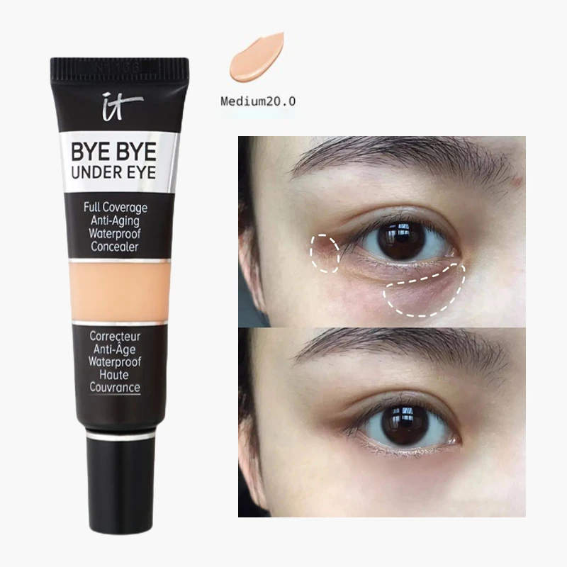 

IT is Cosmetics CC Cream SPF50 Full Cover Medium Light Base Liquid Foundation Bye Bye Under Eye Concealer Makeup Whitening 12ML