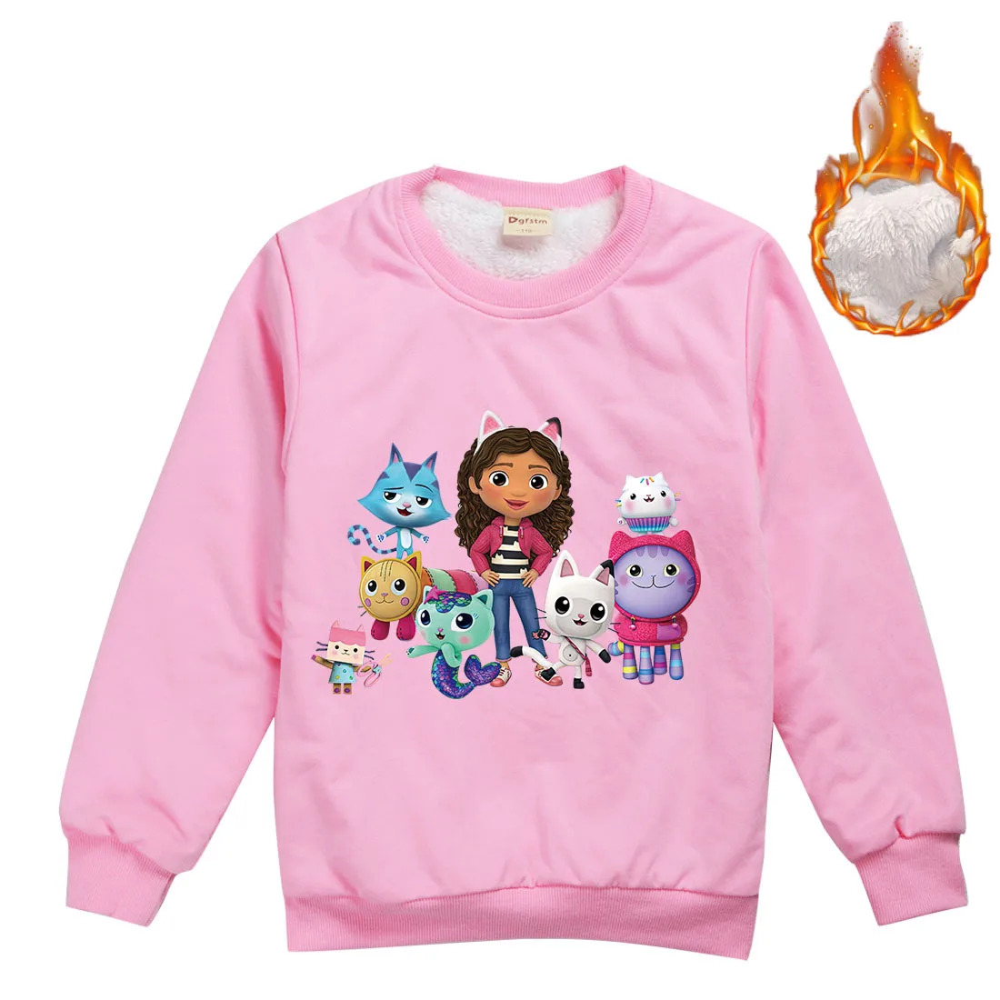 Купи Baby Girls Winter Coat Cute Gabbys Dollhouse Cat Costume Kids Velvet Sweatshirt Boys Fleece Sweater Children Warm Fleece Sweater за 1,108 рублей в магазине AliExpress