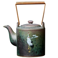Handmade Retro Ceramic Lifting Handle Large Teapot Stoneware Health Pot Jingdezhen Kung Fu Tea Set Teapot Simple Single Teapot