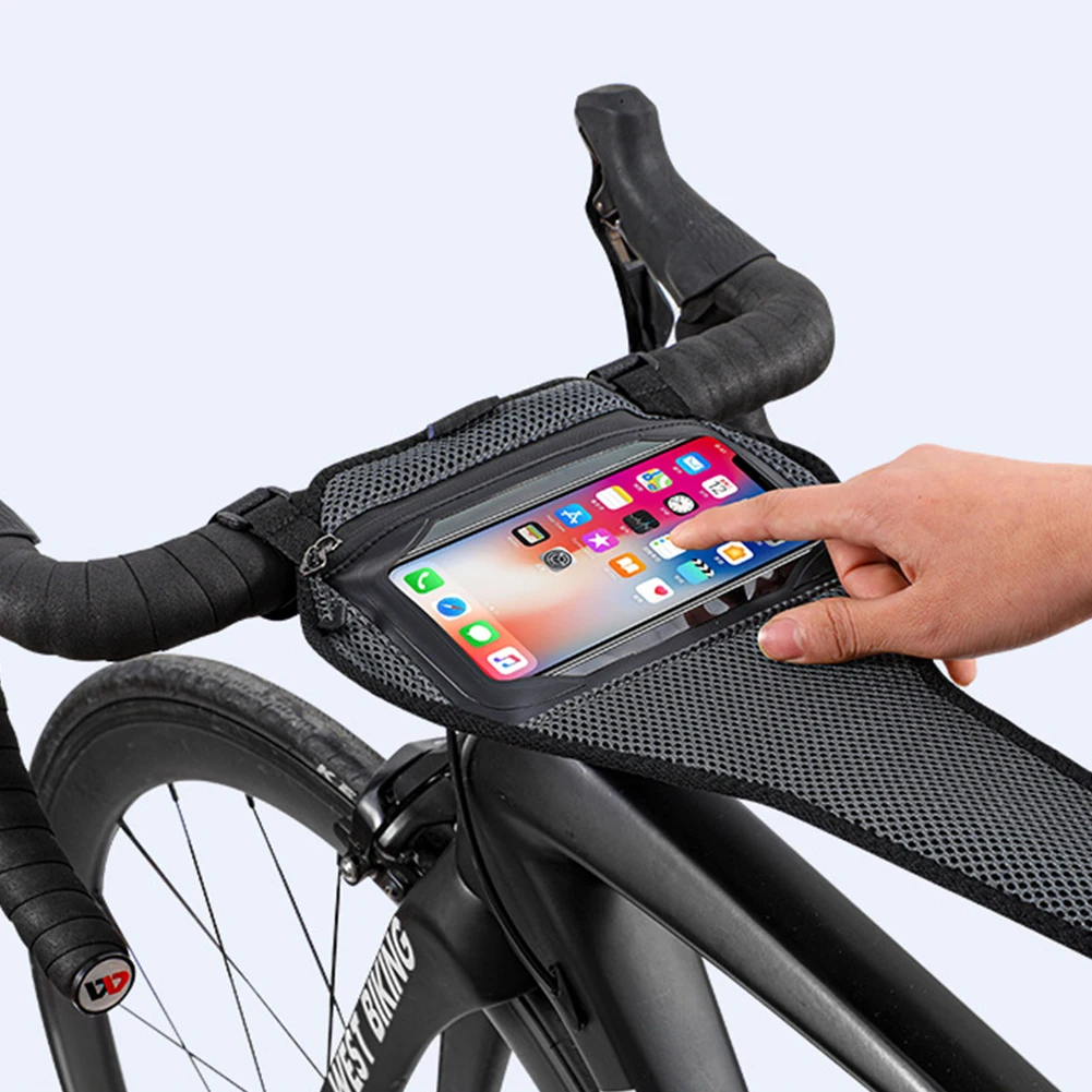 

Bike Frame Sweat Guard Bicycle Trainer Sweatproof Net With Phone Bag For Cycling Training Bike Rollers Bicycle Accessories