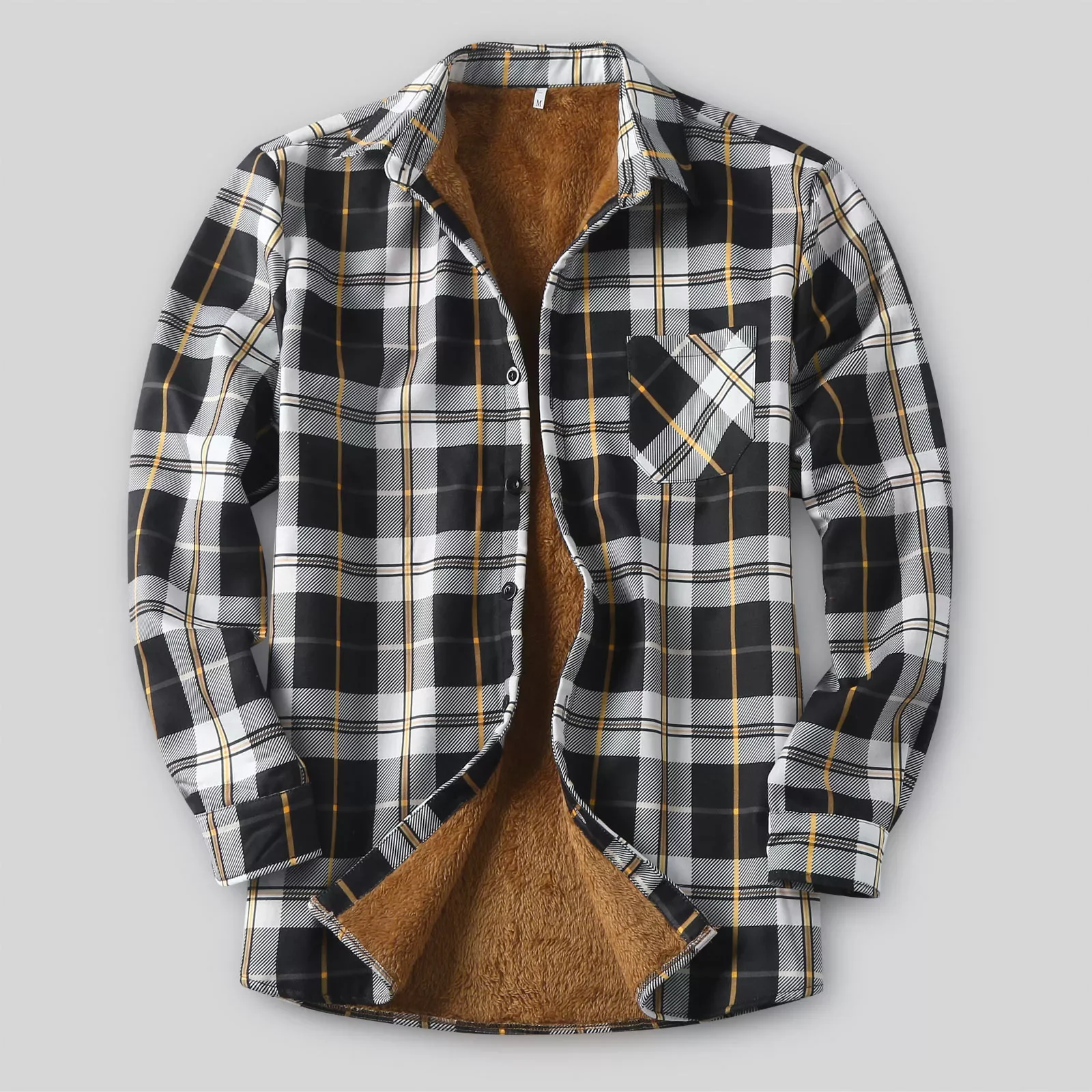 

NEW IN Male Winter Loose Plaid Single Pocket Jacket Turn Down Collar Long Sleeve Button Jacket Coat Men's 3x Jacket