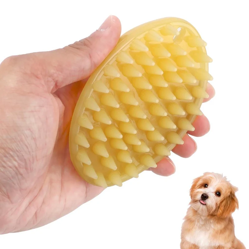

Dog Cat Massage Brush Comb Cleaner Puppy Pet Washer Soft Gentle Silicone Bristles Quickly Cleaning for Golden Retriever