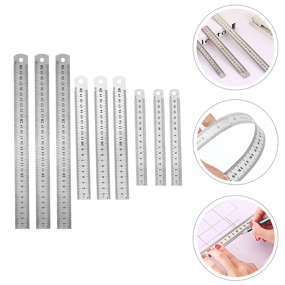 

9Pcs Rulers Ruler Office Student Stationery Short Scale Ruler Measuring Ruler for Office School Students Household