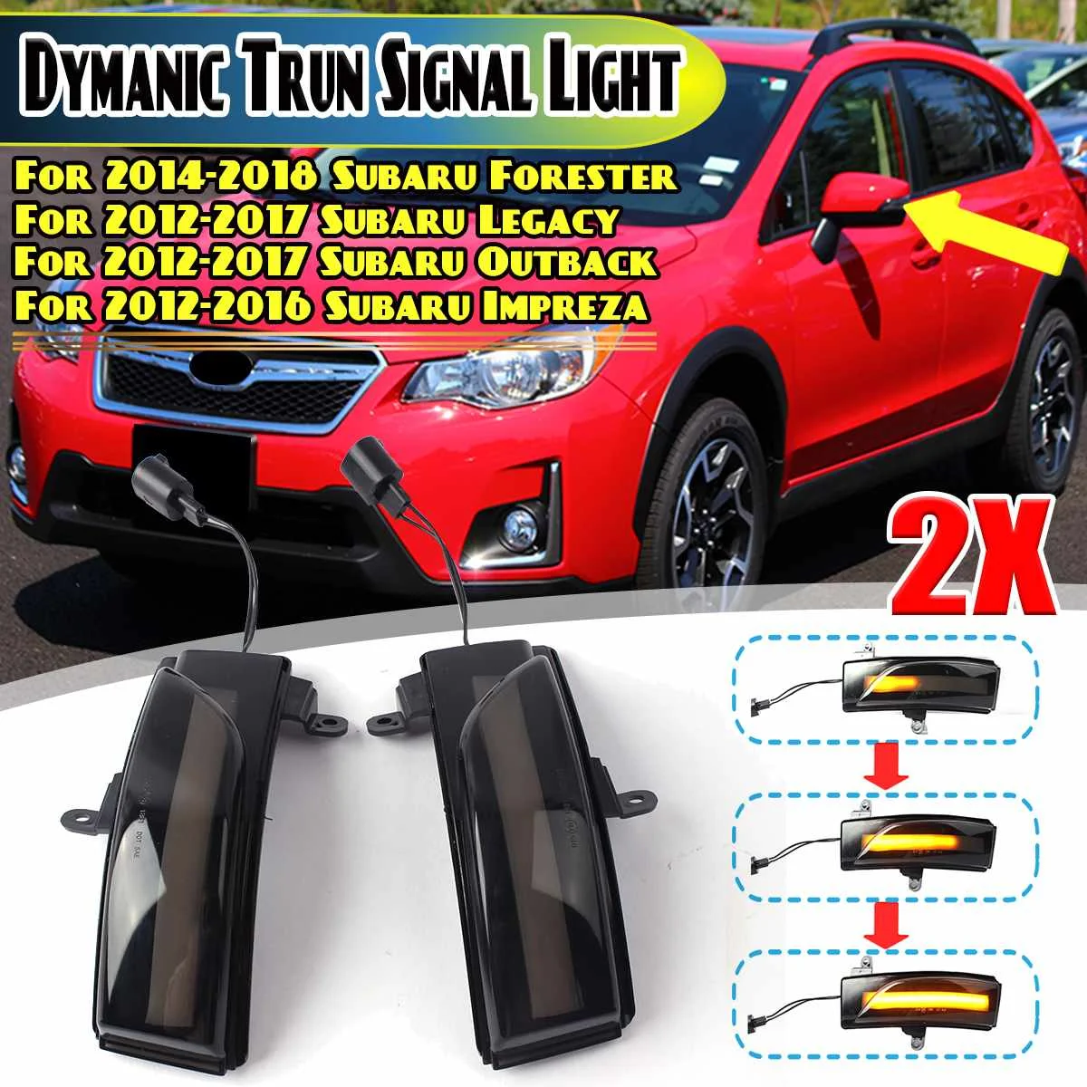 

Динамический светодиодный светильник для Subaru WRX STI Forester Impreza Legacy Outback Corsstrek XV, струящийся свет, 2 шт.