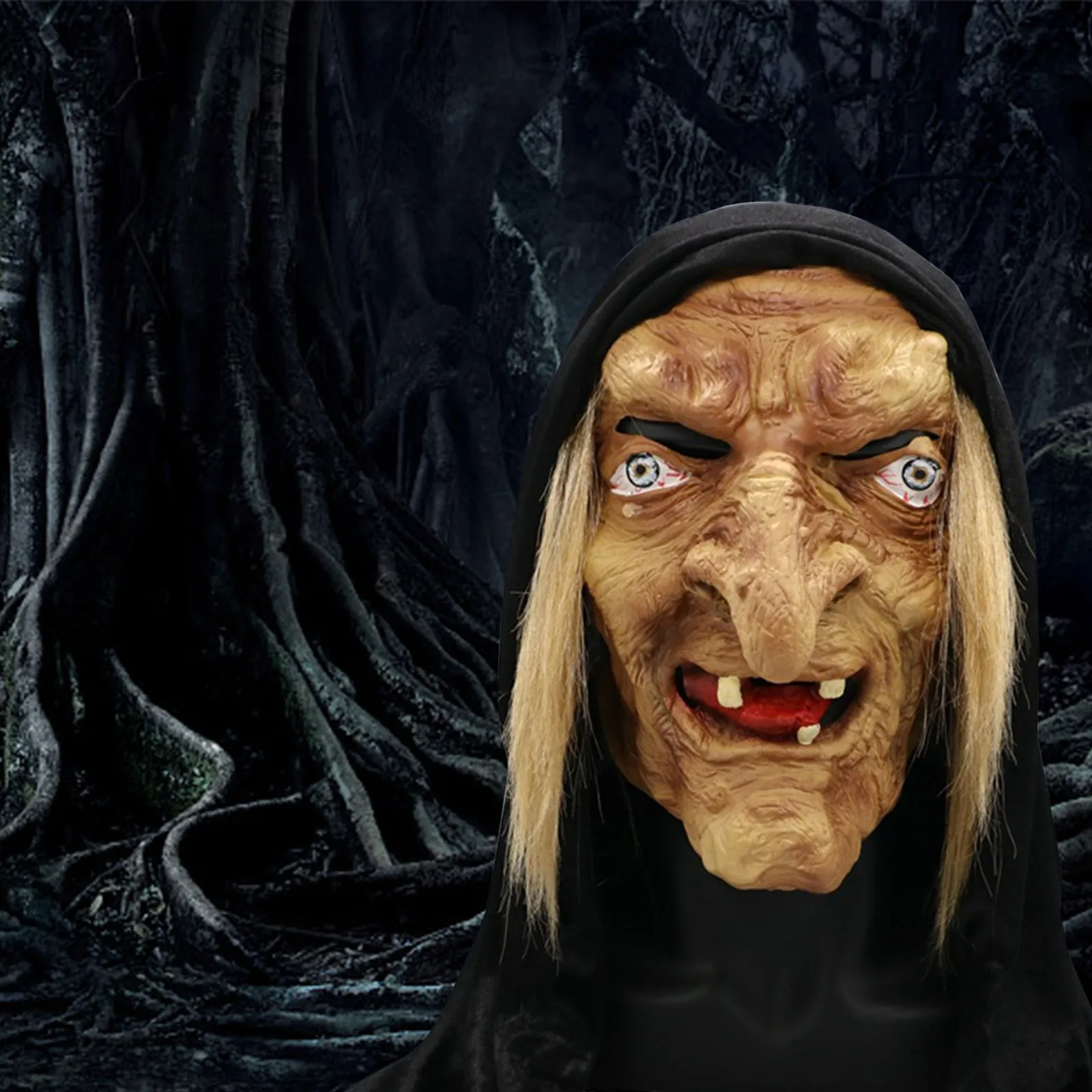 Страшная маска ведьмы для взрослых на Хэллоуин латексное жуткое платье гримаса