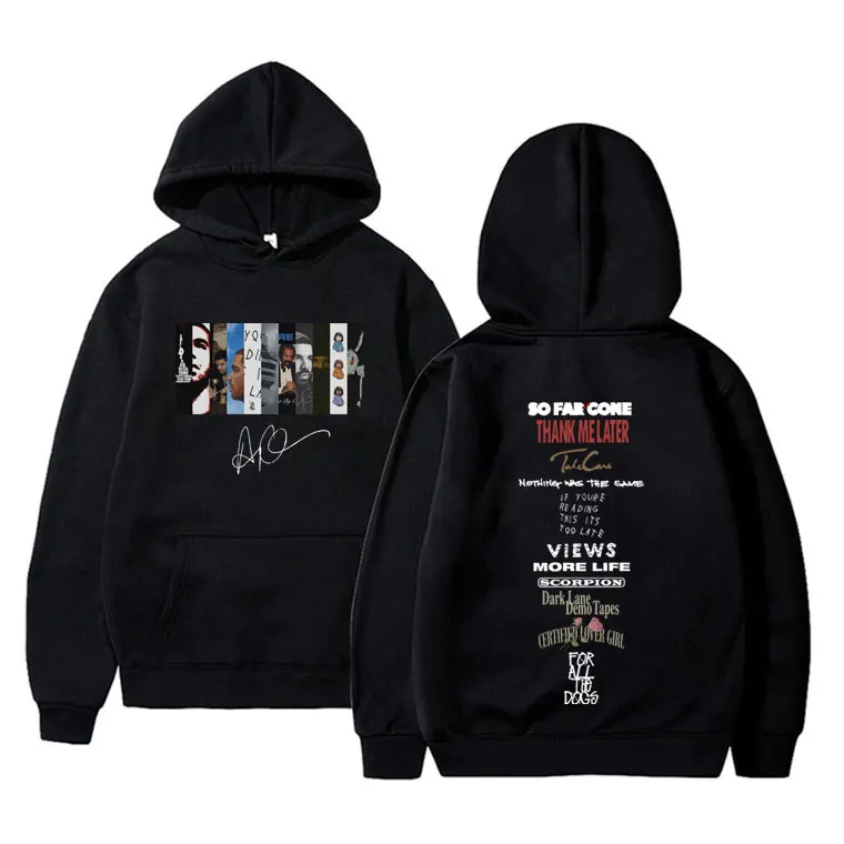 Rapper Drake Pop Music Album Double Sided Print Hoodie Male Hip Hop Fashion Oversized Sweatshirt Men Women Fleece Cotton Hoodies