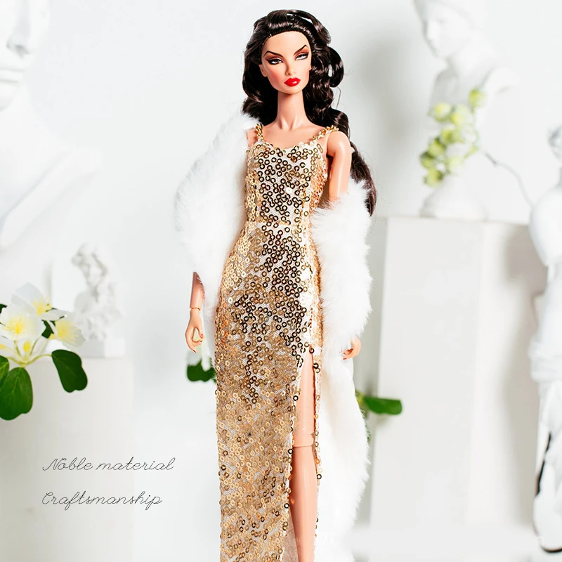Европейский модный комплект золотых кружевных платьев для 30 см 1/6 аниме