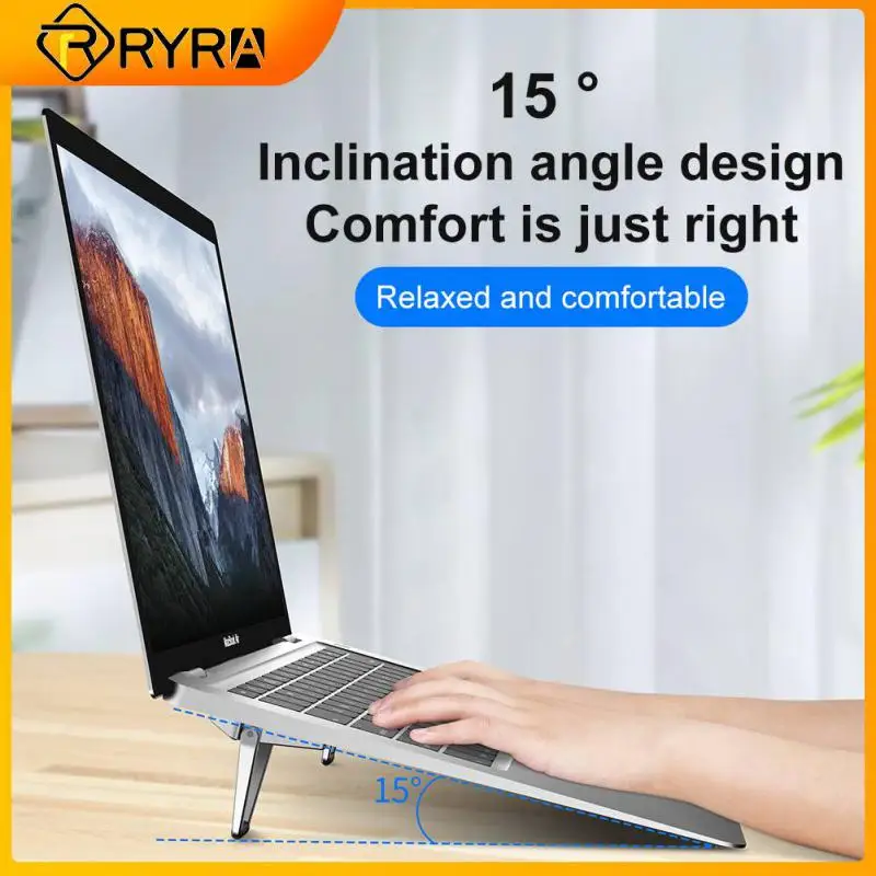 

Универсальная металлическая складная подставка для ноутбука RYRA для Macbook Air, Lenovo, Thinkpad, ПК, мини-подставка для охлаждения, нескользящая Базова...