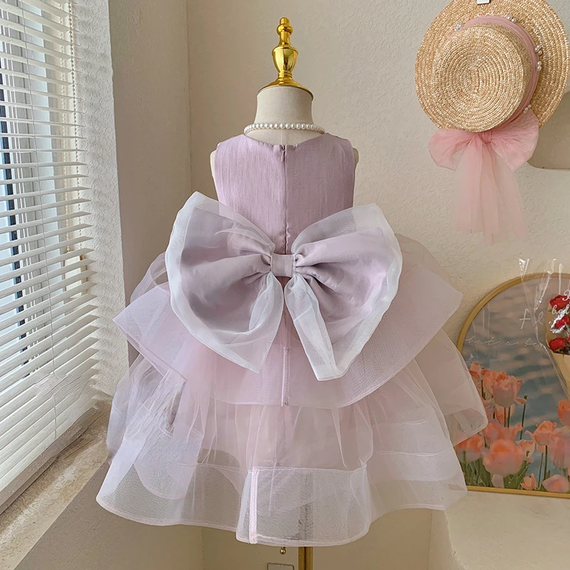 

Toddler Dress Kids Girls Party 2023 Summer Sleeveless Big Bow Tutu Dress Tulle Dress Girls Princess Birthday Dresses