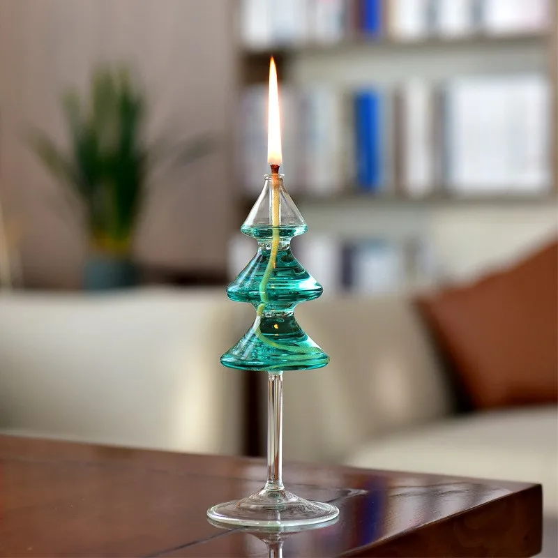 

Creative Glass Oil Lamp Candlestick Home Table Smokeless Butter Christmas Tree Home Decoration Nordic Romantic Simple Modern