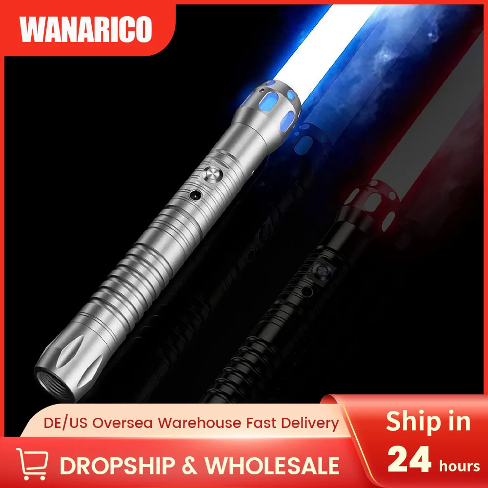 

WANARICO RGB Lightsaber With 10 Sets Of Sound Effects Mode FX Duel Lightsaber Aluminum Handle Tone Color USB Charge Kids Xmas