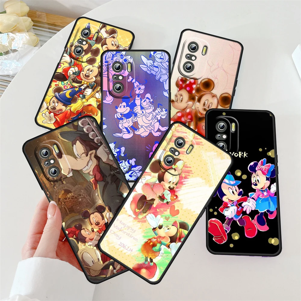 

Disney Mickey Minnie Cute For Redmi K60 K50 K40 K30 K20 Go S2 8A 7A 6Pro 5 Plus 5G Silicone Soft Black Phone Case