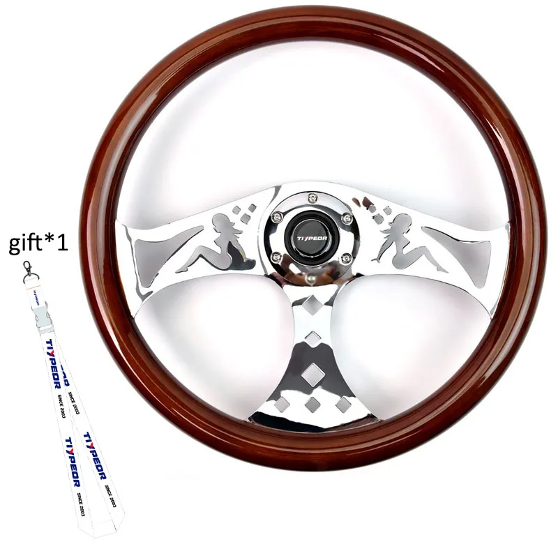 

Хромированный деревянный руль с рисунком девушки из цельного дерева 380 мм для Freightliner/Kenworth/Peterbilt/Volvo/Western Star/Mack