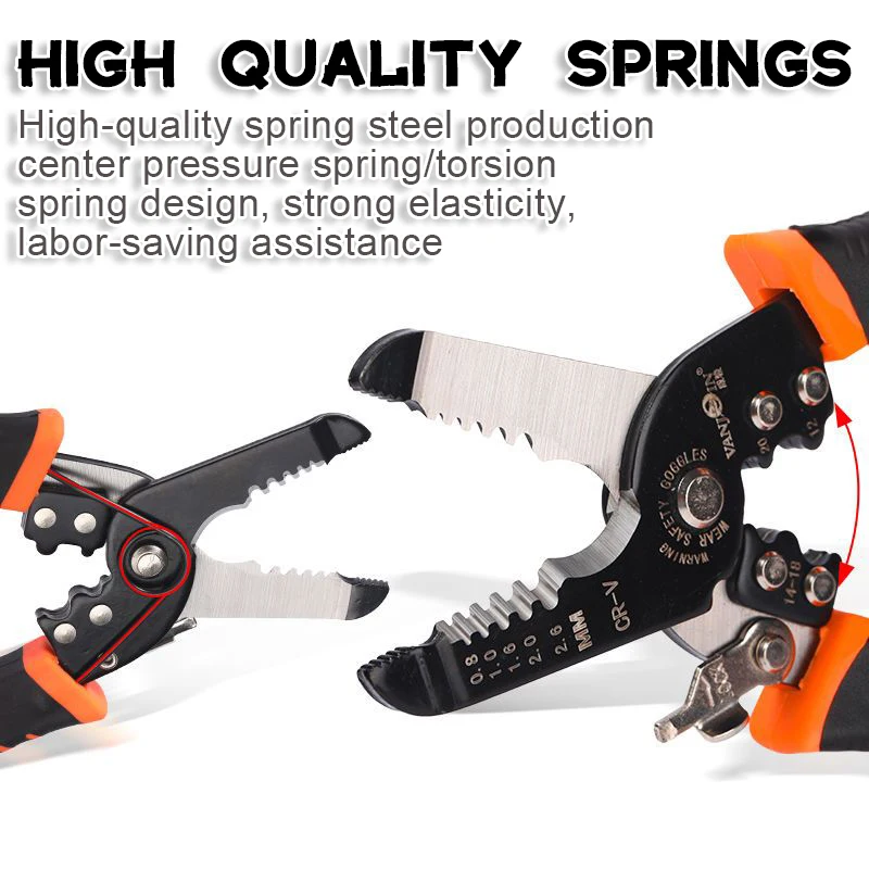 175mm Stripping Crimping Pliers Wire Stripper Multi Functional Ring Crimpper Electrician Peeling Network Cable Tools |