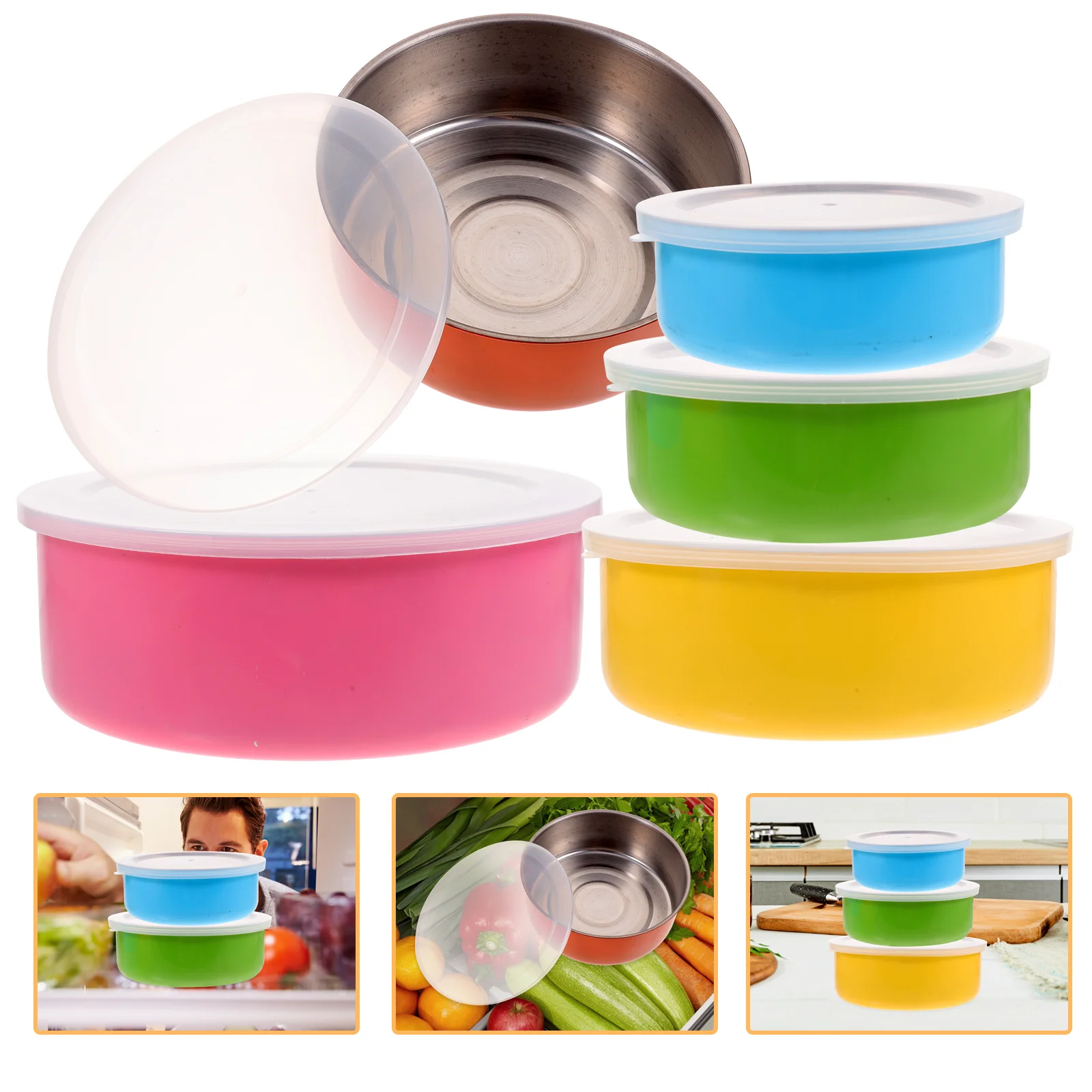 

5Pcs Sealing Mixing Bowls Set Stainless Steel Mixing Bowl Set Mixing Bowls With Lids Set for Serving Home Storage