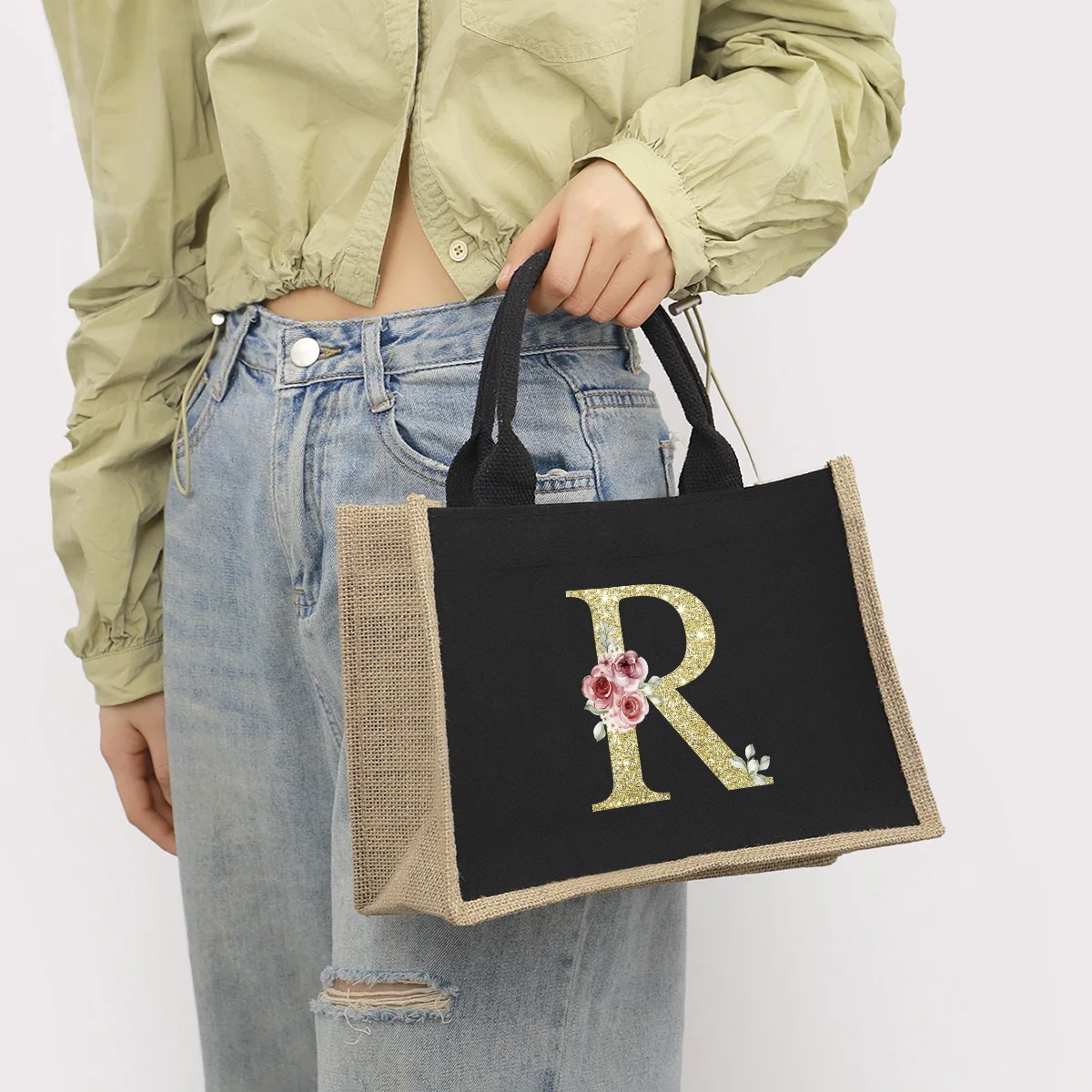 Женская Холщовая Сумка-органайзер с золотыми буквами