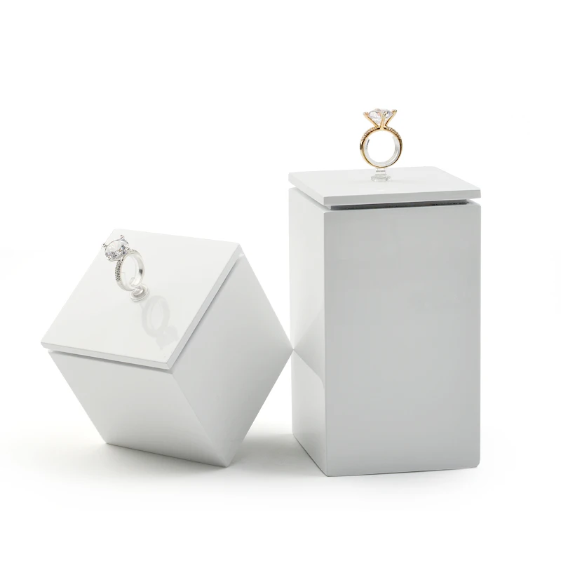 Oirlv Wooden Jewelry Display Wooden White Painted Jewelry Display Stand For Selling Rings Earrings Display Wooden Jewelry Stand