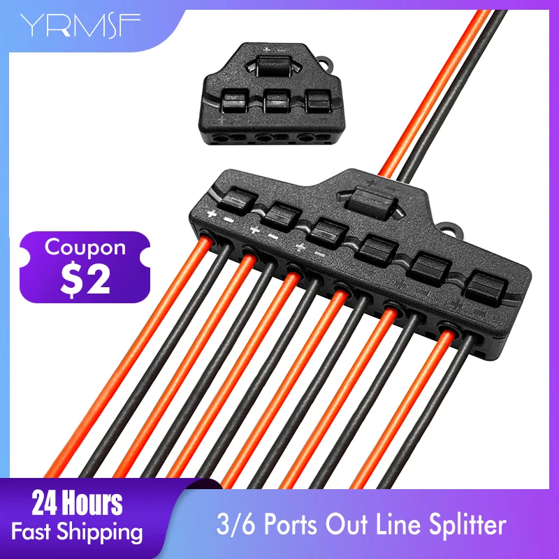 

YRMSF Quick Wire Splitter 3/6 Ports Splitter Led Strip Connector Universal Wiring Home Terminal Block for LED Lighting Model DIY