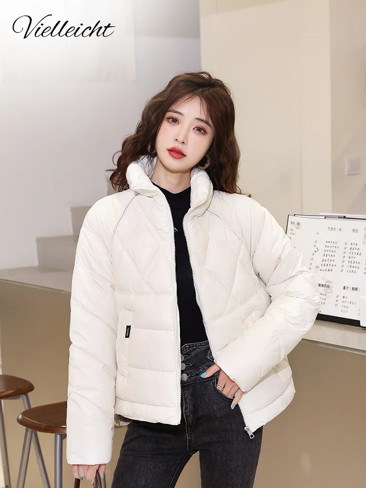 Vielleicht Stand Collar Women Autumn Winter Outwear Jacket Solid Sweet Casual Students Padded Jackets Women Winter Coat Clothes