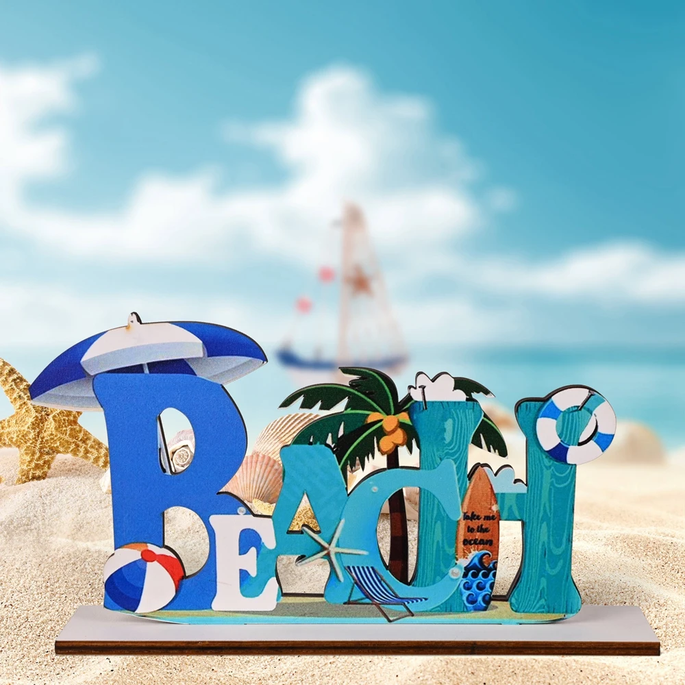

Nautical Marine Table Ornament Wooden Boat Beach Letter Decor Coastal Wall Desktop Decoration For Home Bar Miniature Crafts