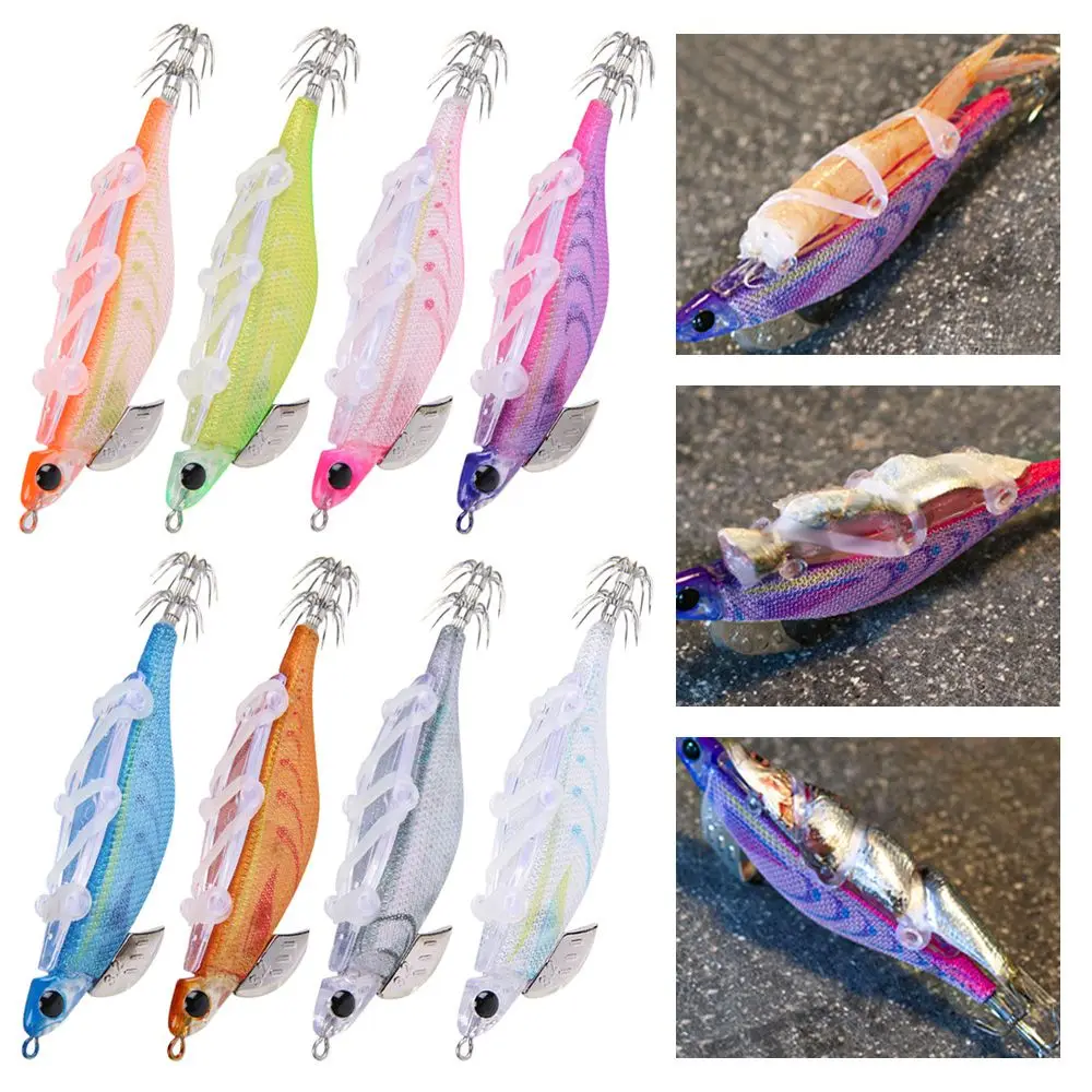 

2022 Luminous Jigs Lead Sinker Wood Shrimp Lures Squid Hook Fishing Tackle Octopus Bait