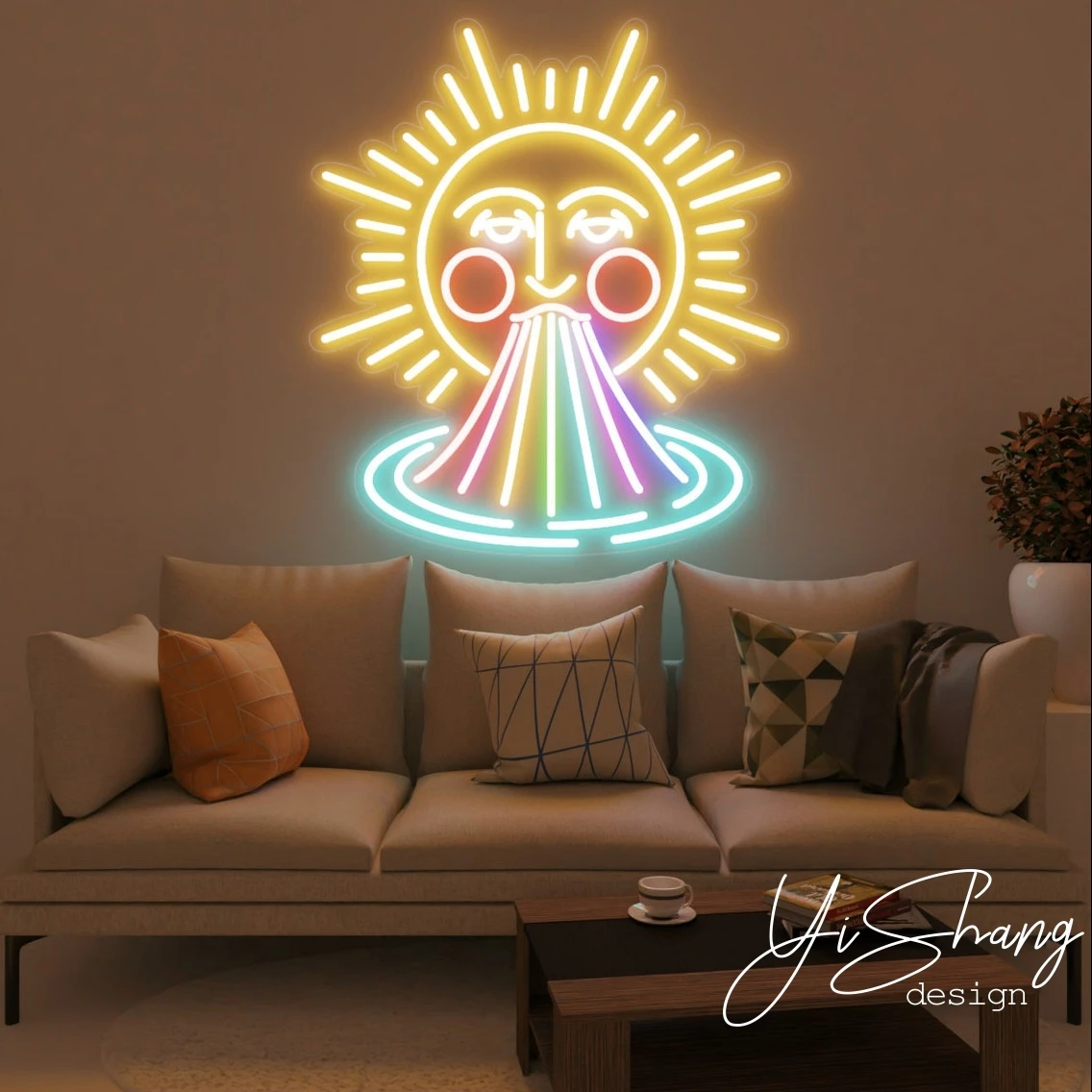

Rainbow Sun LED Neon Sign, Sun Neon Sign, Custom Neon Sign For Home Or Bedroom, Wall Sign, Neon Lights