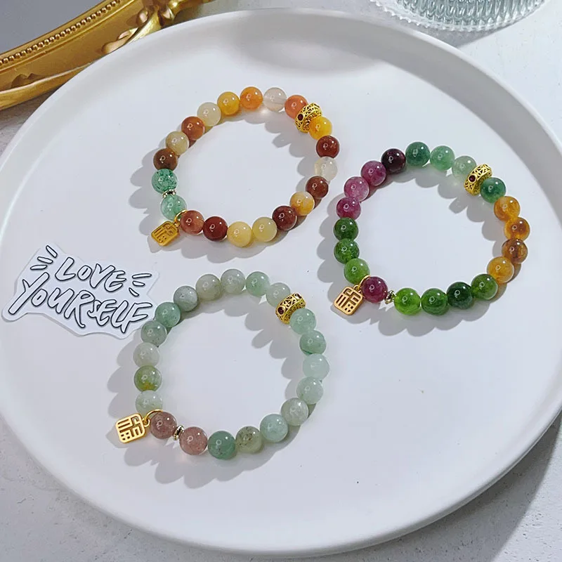 

8mm Multicolor Quartzite Jade Beads Bracelet for Women Girl Crystal Bead Natural Stone Bracelets&Bangles Handmade Jewerly YBR996