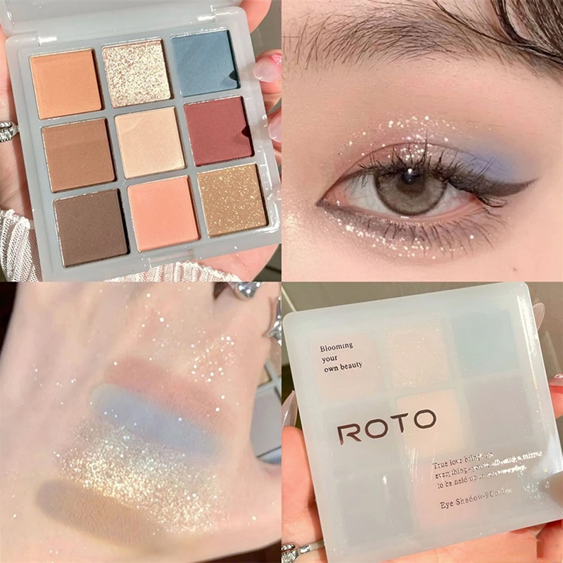

9-color Eye Shadow Palette Blue Smoked Makeup Glitter Pearly Eyeshadow Palette High Quality Korean Charming Eye Makeup Palette
