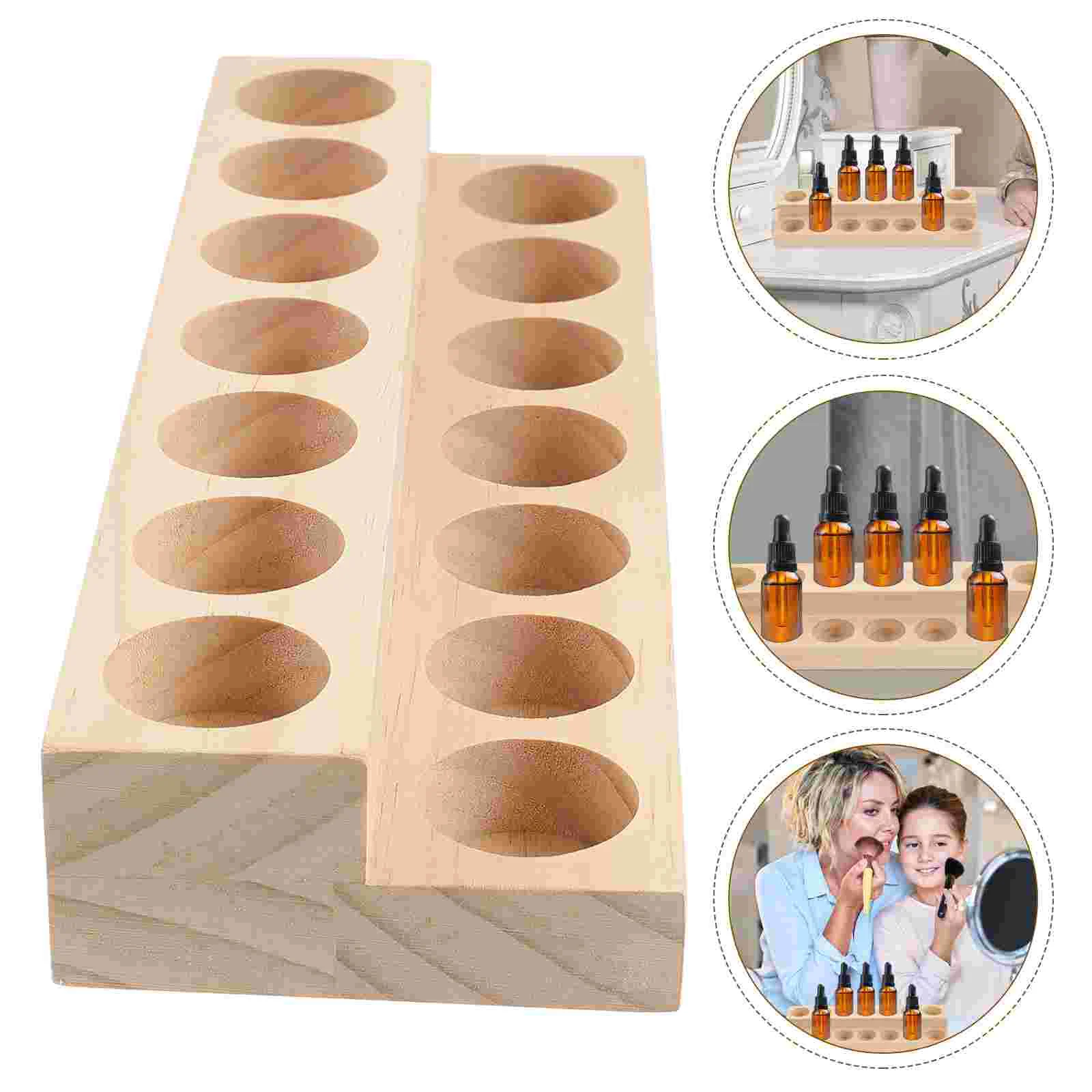 

Essential Oil Display Stand Wood Storage Shelves Nail Holder Perfume Bottle Organizer Holders Pine Small