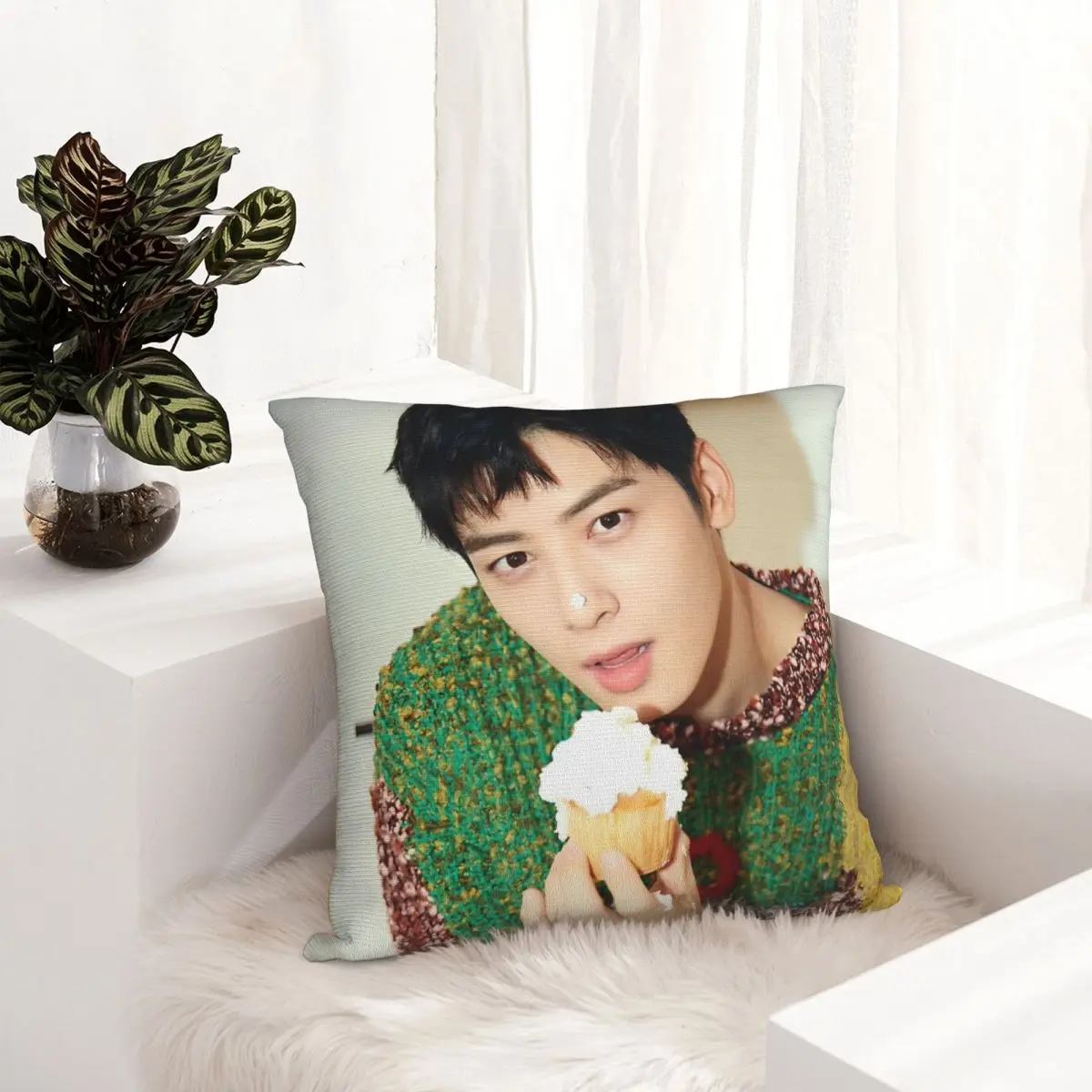 Cha Eun Woo наволочка с двусторонним принтом тканевая для подушки украшения Kpop Astro