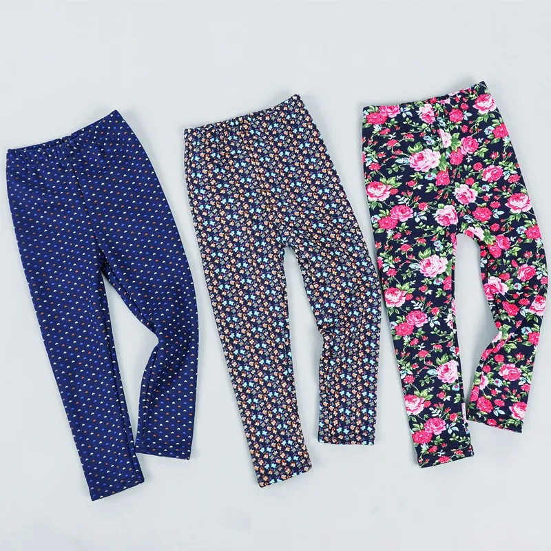 Одежда для маленьких девочек зимние осенние плотные теплые леггинсы с рисунком