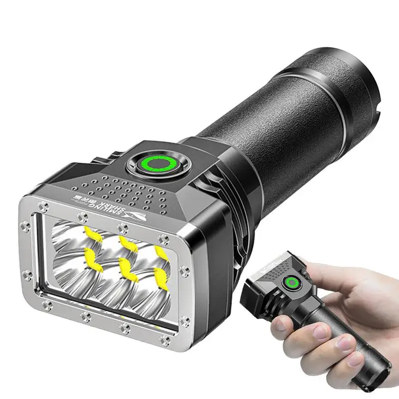 

Camping Flashlight Rechargeable 4 Gear Spotlight Flashlight Charged Display 6 Lamp Beads Waterproof Large Lasting Searchlight