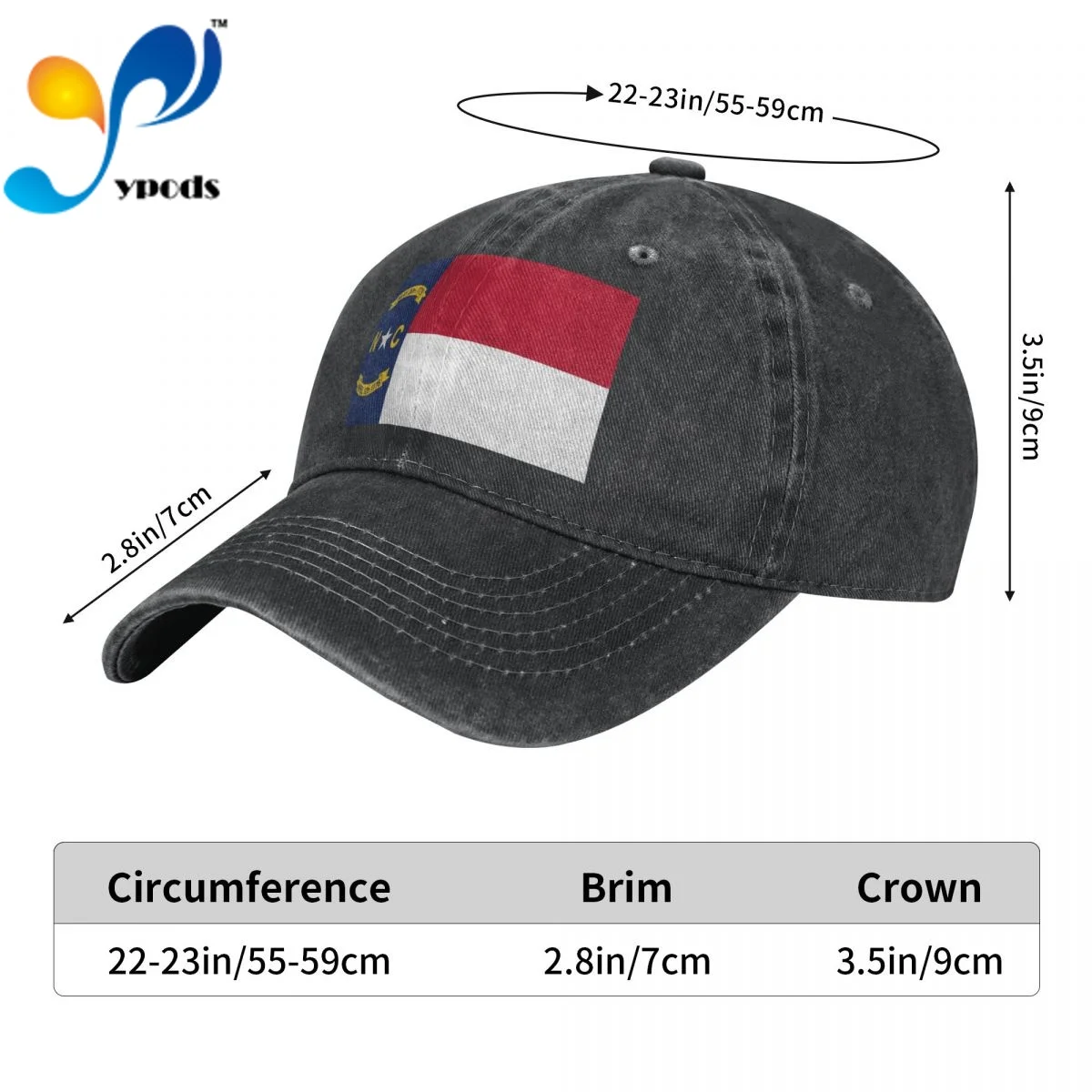 Джинсовая бейсболка с флагом штата Северная Каролина Снэпбэк кепки шапки для