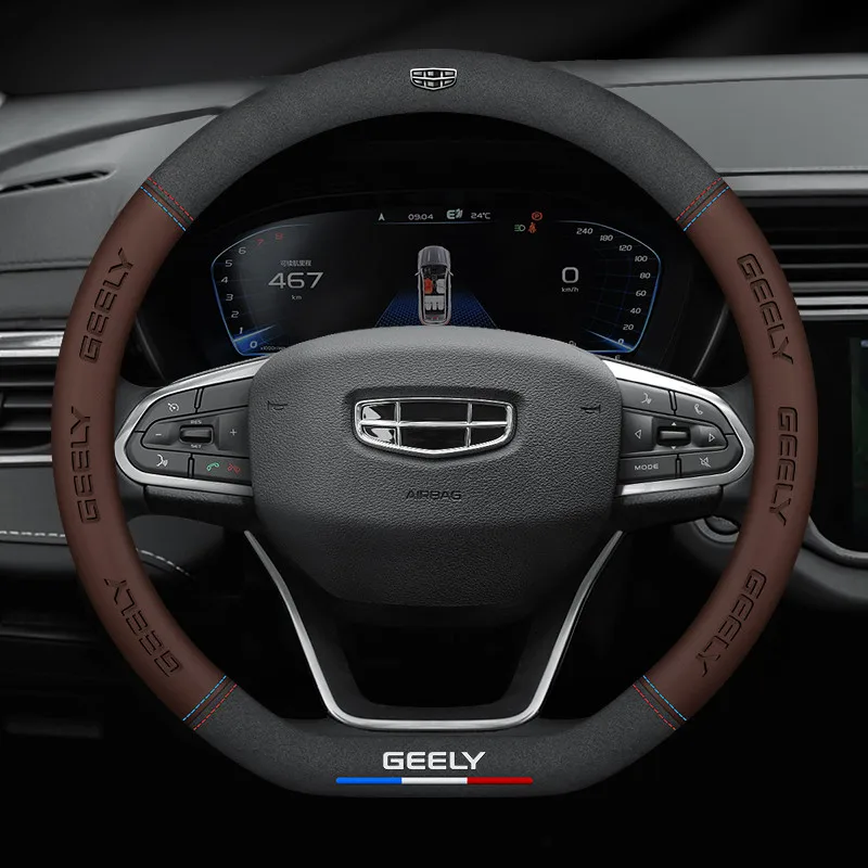 

3D embossing Auto Steering Wheel Cover For Geely Atlas Boyue Coolray sx11X6 EX7 X6 Emgrand Global Hawk GX7 X7 GC6 CarAccessories