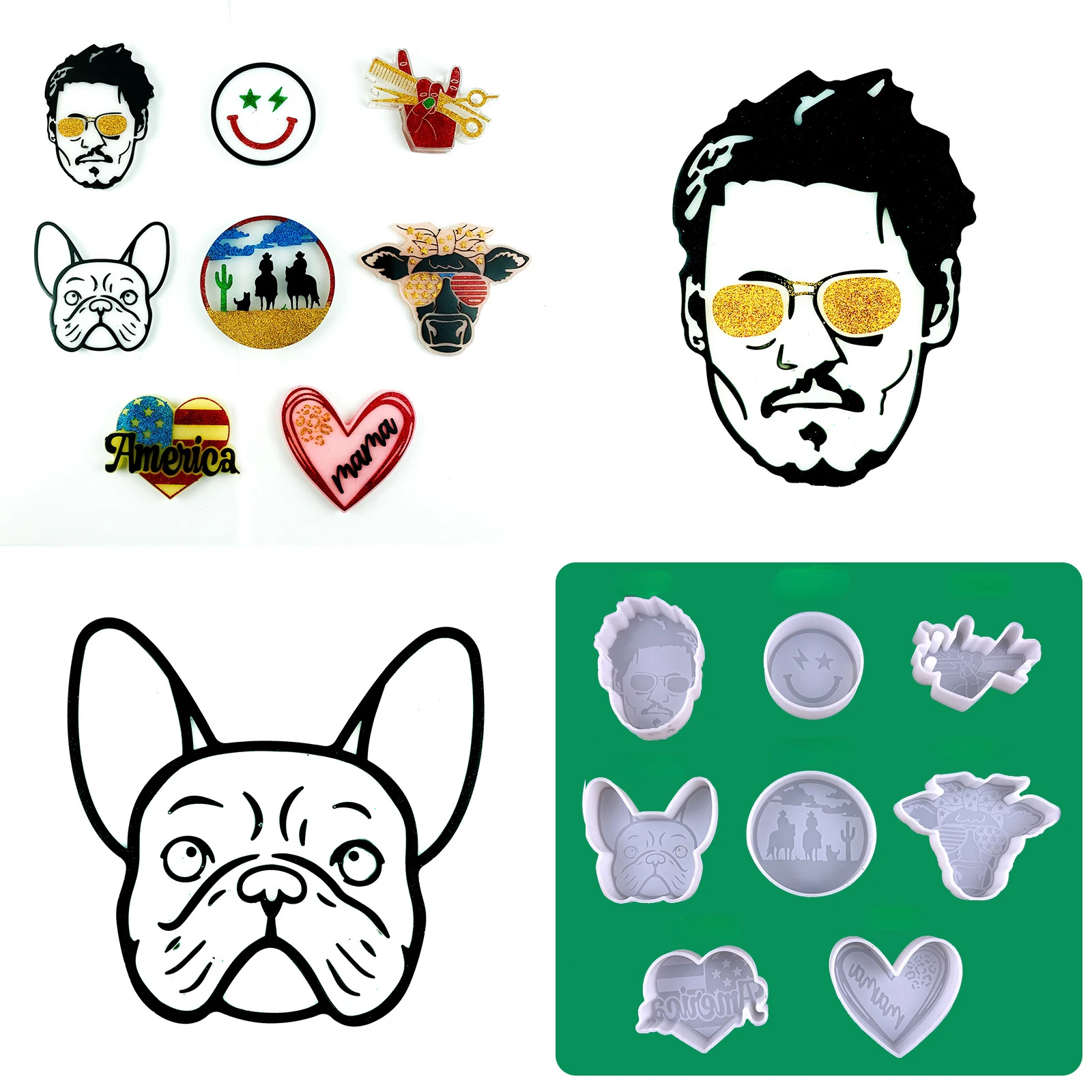 

Aromatherapy Soap Epoxy Resin Mold Johnny Deep Love Bull Head DIY Candle Car Aromatherapy Silicone Mold