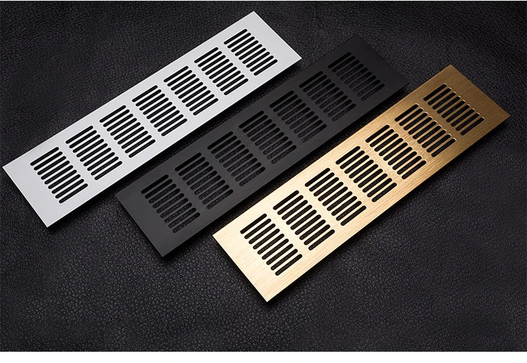 

4Pcs/Lot 80mm Wide Rectangle Aluminum Air Vent Ventilator Grille Cover Closet Shoe Cabinet Gold Black Conditioner