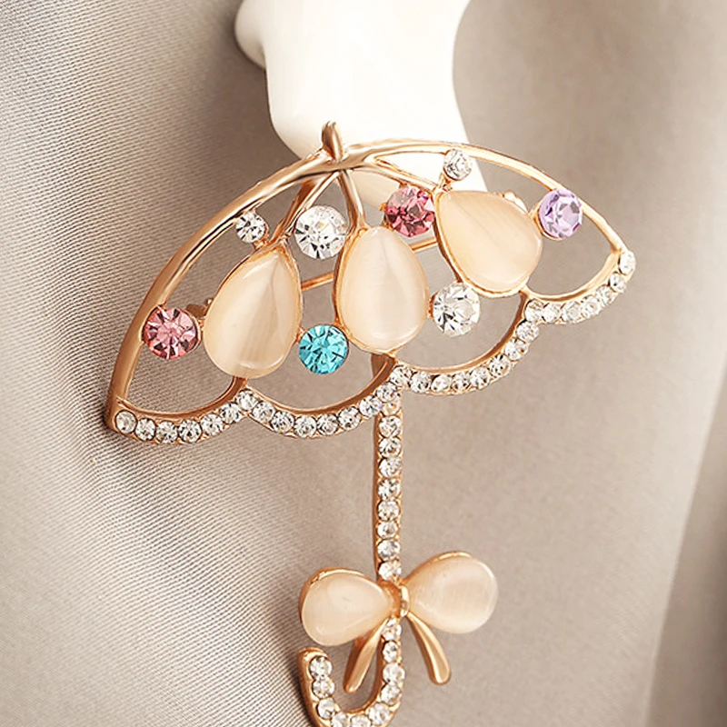 Классические золотистые опаловые броши булавки белые стразы брошь в виде