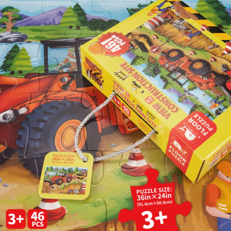 

Block Paper Puzzle Engineering Vehicle Puzzles For Children 3-6 Years Old Intellectual Development