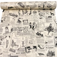 10m retro newspaper pvc wallpaper tv background 3d wall stickers renovation self adhesive wallpapers wall papers home decor