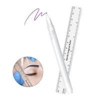 1pcs marker pens surgical skin eyebrow marker pen tattoo skin marker pen with measuring ruler microblading positioning tool