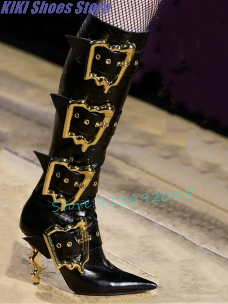 

Очень Популярные и классные уличные короткие сапоги с заклепками и металлической пряжкой, модные мотоциклетные сапоги в стиле панк с острым носком на каблуке особой формы
