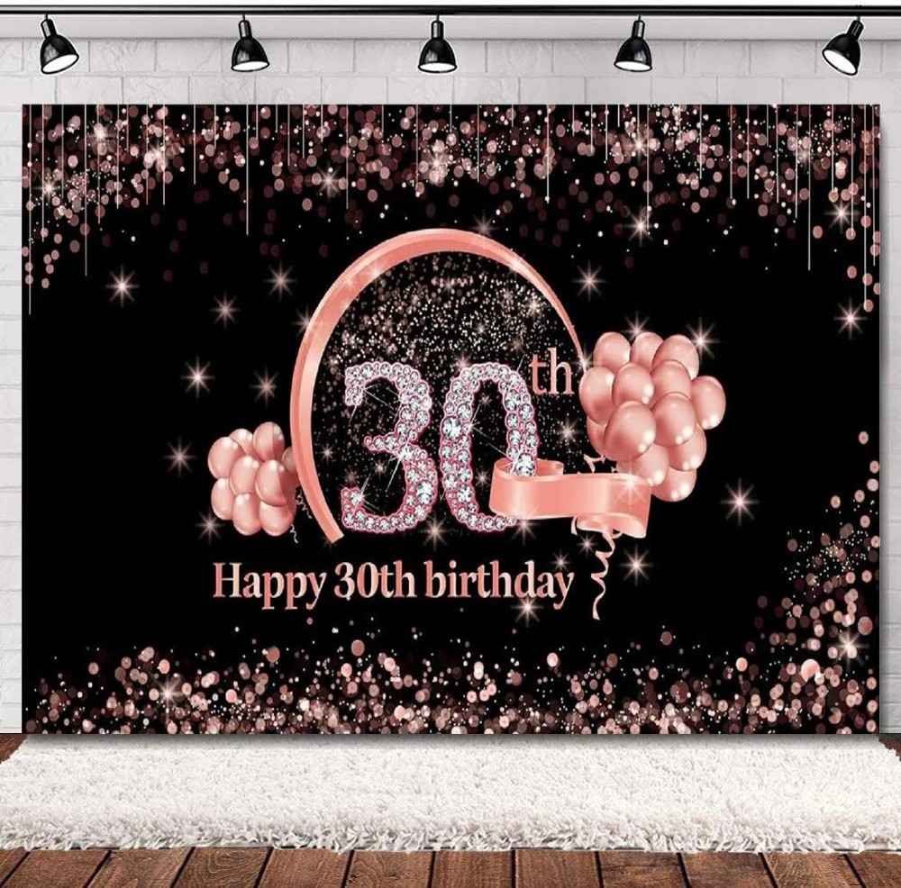 

Фотография фон для женщин розовое золото с днем тридцать 30 лет празднование Дня рождения баннер поставки плакатов Декор фотобудка