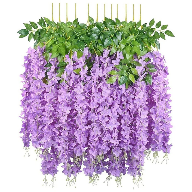 

Hot Artificial Fake Wisteria Vine Ratta Hanging Garland Silk Flowers String Home Party Wedding For Wedding Party Garden Wall