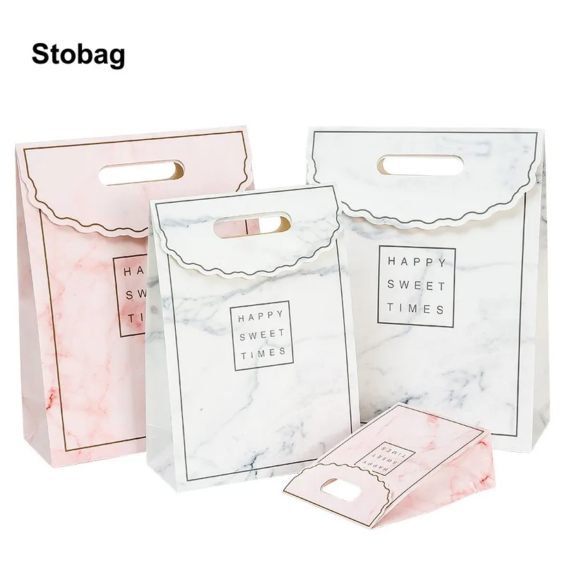 

StoBag 10pcs Kraft Paper White Gift Packaging Box Tote Candy Cookies Cake Handmade Present Baking Favors Party Birthday Holiday