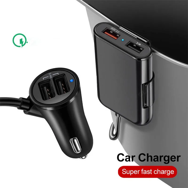 

Автомобильное зарядное устройство с 4 USB-портами, 10 шт., быстрая зарядка, 3,0 USB C, многофункциональный адаптер для iPhone, Xiaomi, Samsung