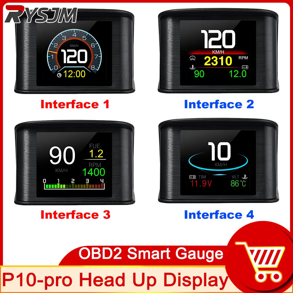 OBD2 HUD P10 Pro Автомобильный проекционный дисплей Бортовой компьютер Цифровой