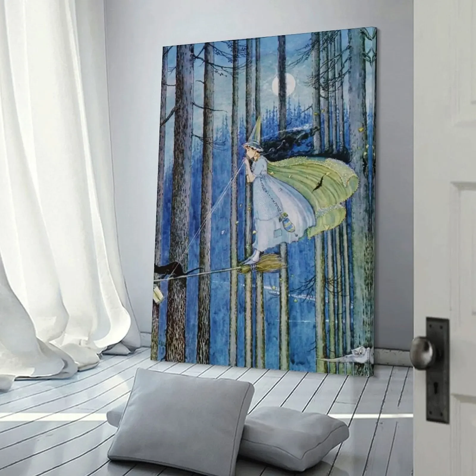 Ведьма на ее метлы от Ida Rentoul Outhwaite Холст Картина плакат эстетический настенный