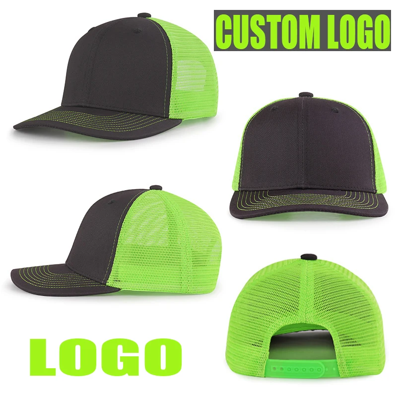 

Custom Hat with Logo Printing Emrboidery Cotton Mesh Trucker Hat Adjustable Dad DIY Logo Baseball Cap For Men Women