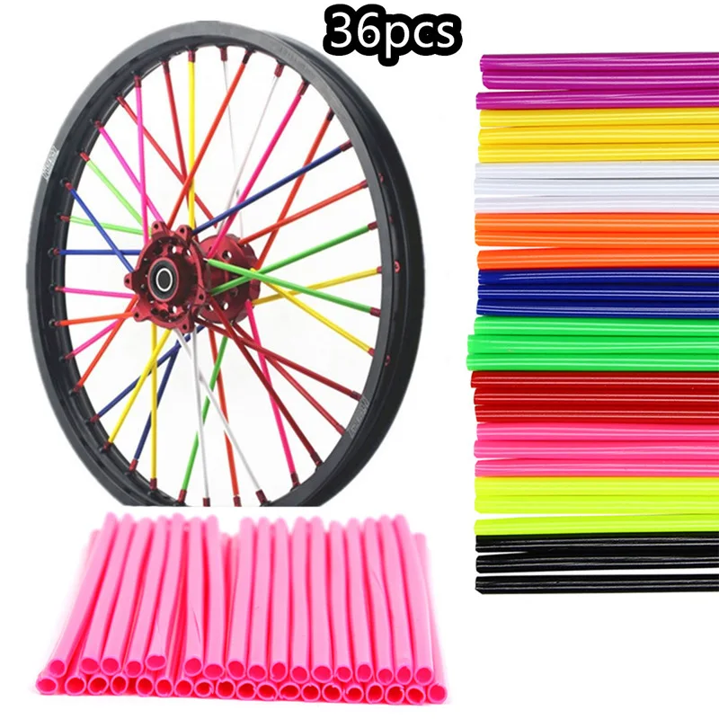

36PCS Colorful Bike Motorcycle Spoked Protector Mountain Bike MTB Wheel Modification Spokes Sleeve Tube Safety Snap-On Clip Tube