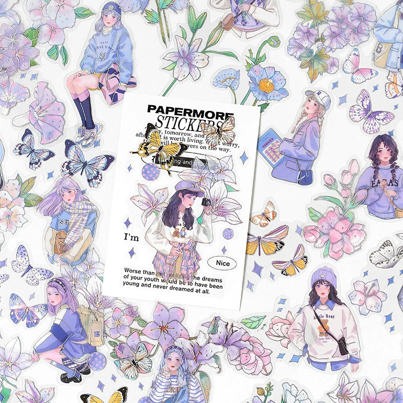 

15PCS/ Plant Flower Stickers Aesthetic Pack for Laptop Guitar Luggage Diy Art Hand Account Material Girl Kids PET Sticker Decal